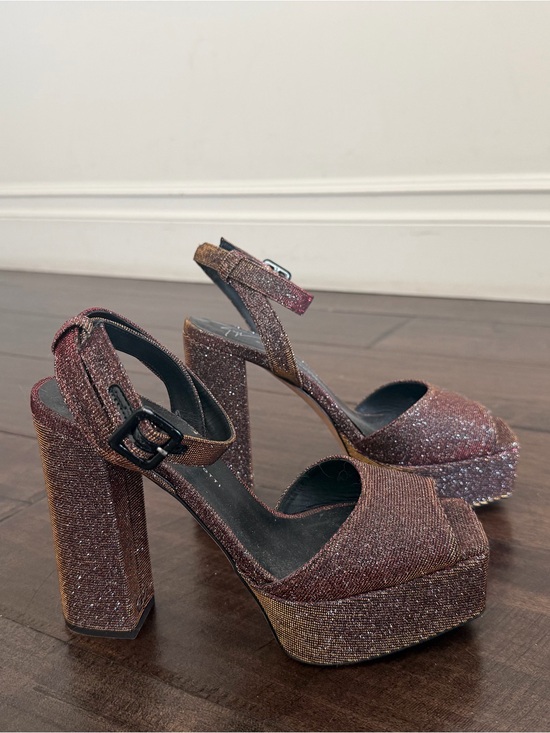 Giuseppe Zanotti Shoes - Giuseppe Zanotti Rose Gold Glitter Platform Block Heels
